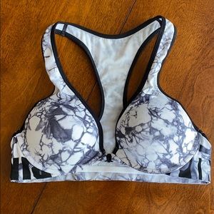 Pink tie-die padded sports bra